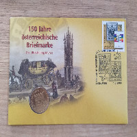 NB 5 150 Jahre österreichische Briefmarke 2000 mit 20 Schilling Münze Numisbrief NB 5 150 Jahre österreichische Briefmarke 2000 mit 20 Schilling Münze Numisbrief