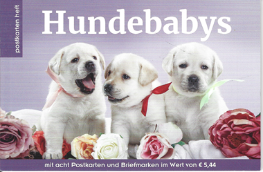 Hundebabys Postkartenheft mit 8 Marken