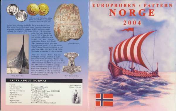 Norge Norwegen Euro Probeprägung 2004 ESSAI PATTERN Prueba