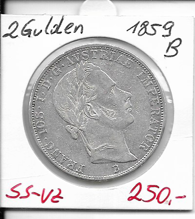2 Gulden 1859 B Silber Franz Joseph I