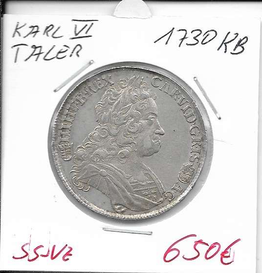 Taler Karl VI 1730 KB RDR
