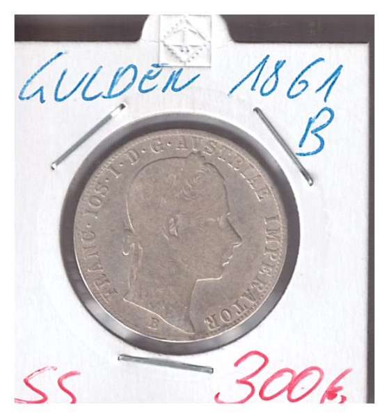 1 Gulden Fl 1861 B Silber Franz Joseph I