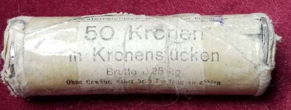 1 Krone 1916 Rolle zu 50 Kronen Silber Österr.-Ung.-Bank