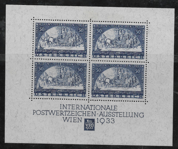 Österreich 1933 WIPA BLOCK Maße 127mm x 104,5mm postfrisch