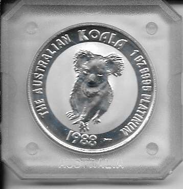 1 unze Platin Australien Koala 1988 100 Dollars