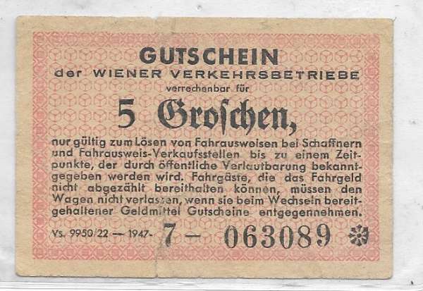 5 Groschen 1945 Wiener Verkehrsbetriebe NG4