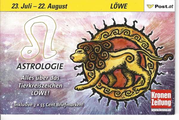 Astrologie Löwe Postkartenheft mit 3 Marken 2007