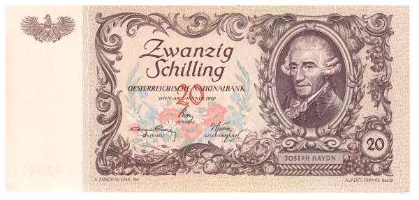 20 Schilling 1950 JOSEPH HAYDN Bergkirche Eisenstadt Ank. Nr. 267- 1411/03607 unc.