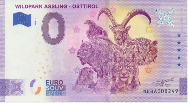 Ank.Nr.39A Wildpark Assling Osttirol Anniversary Sterne Unc 0 Euro Schein 2020-1