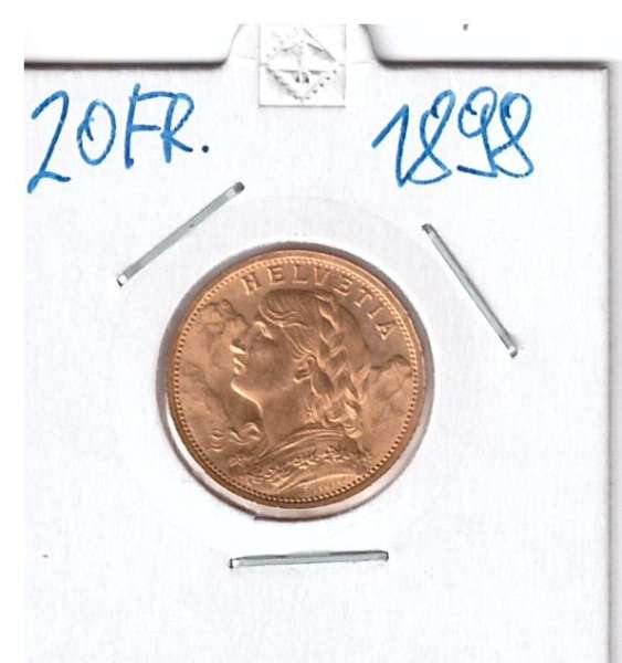 20 Franken 1898 Vreneli Schweiz Gold