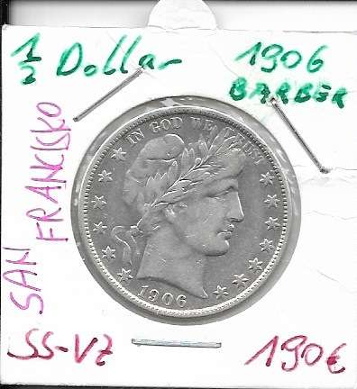 1/2 Dollar 1906 San Francisko Silber USA