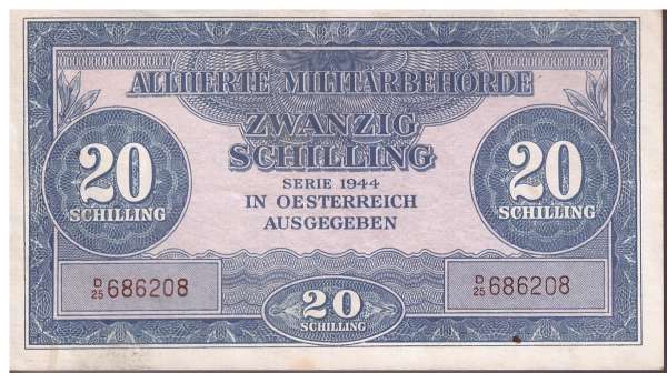 20 Schilling 1944 Ank 244 Pick 107 Alliierte Militärbehörde D25 686208