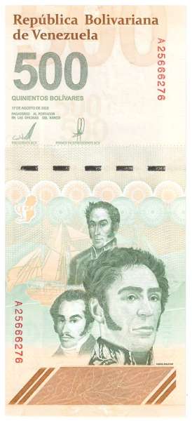 Venezuela – 500 Bolivares 17.08.2023, (P.121) Erh. UNC