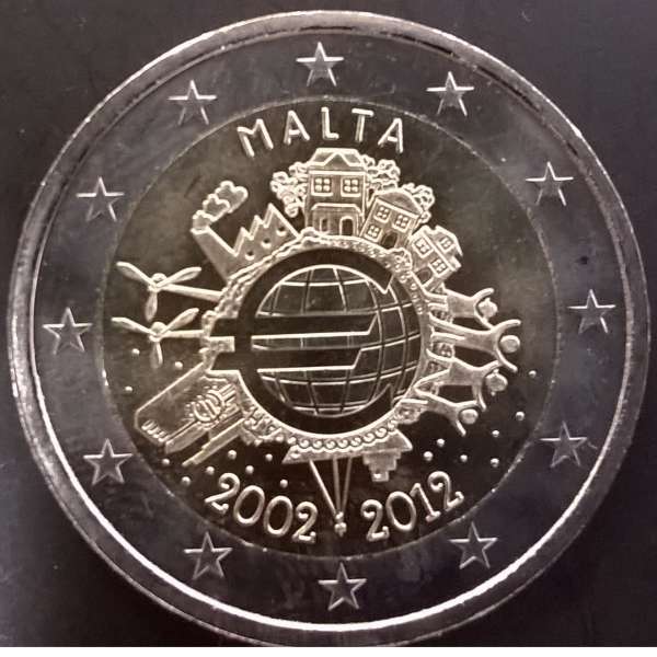 2 Euro Malta 2012 10 Jahre Euro