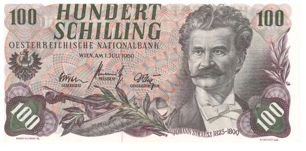 100 Schilling 1960 Johann Strauss Rs. Schloss Schönbrunn ANK.274 F 922597J unc.