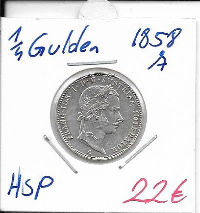 1/4 Gulden 1858 A Silber Franz Joseph HSP