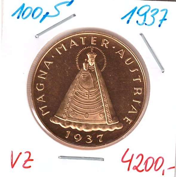 100 Schilling Gold 1937 Magna Mater