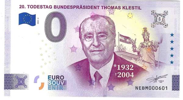 ANK.Nr. 20. TODESTAG THOMAS KLESTIL 0 Euro Schein 2024-2