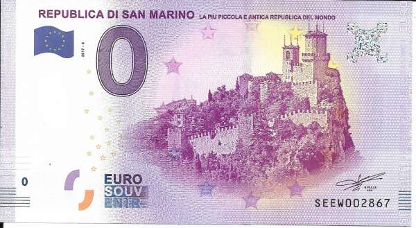 Repuplika San Marino- Unc 0 Euro Schein 2017-6 Italien