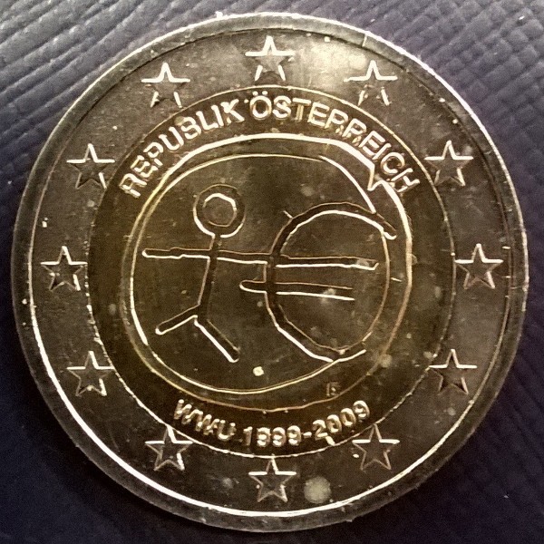 2 Euro Österreich 2009 10 Jahre Euro WWU