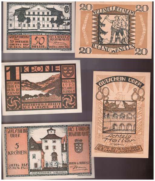20,50,80 Heller 1,5 Kronen Jugendamt Wien ca.1920