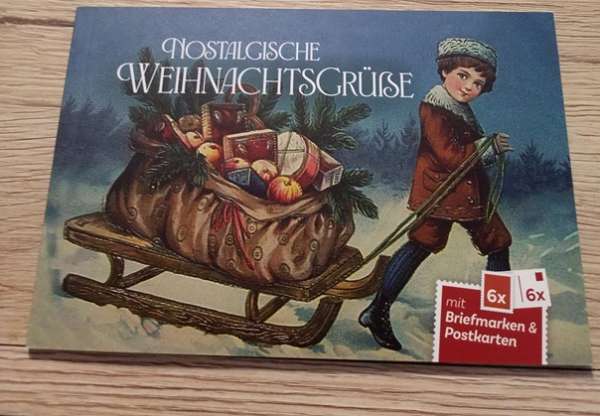 Nostalgische Weihnachtsgrüße Briefmarken & Postkarten Heft mit 6 Marken
