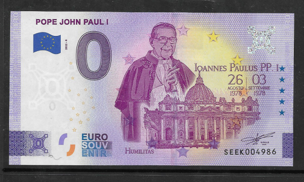 Papst John Paul I Pope John Paul I 0 Euro Schein 2022-4 Italien