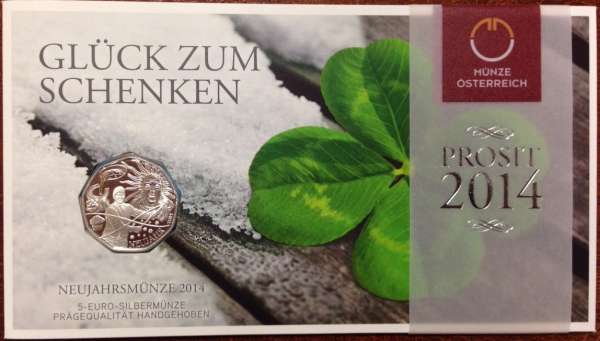 5 Euro Silber Neujahrsmünze 2014 Blister ANK Nr. 25a