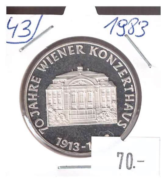 Nr. 043 70 Jahre Wiener Konzerthaus 1983 Silber Casino Jeton 200 Schilling