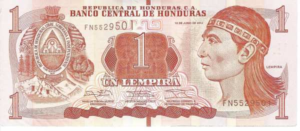 1 Lempiras 2014 UNC - Pick 92 Honduras