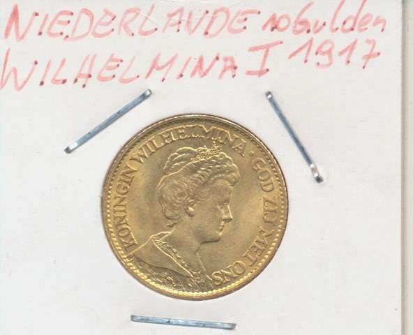 10 Gulden 1917 Gold Niederlande Königin Wilhelmina