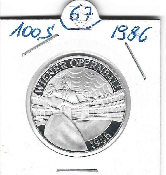 Nr. 067 Wiener Opernball 1986 Casinos Austria Silber Casino Jeton 100 Schilling