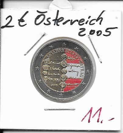 2 Euro Österreich 2005 50 Jahre Staatsvertrag Coloriert