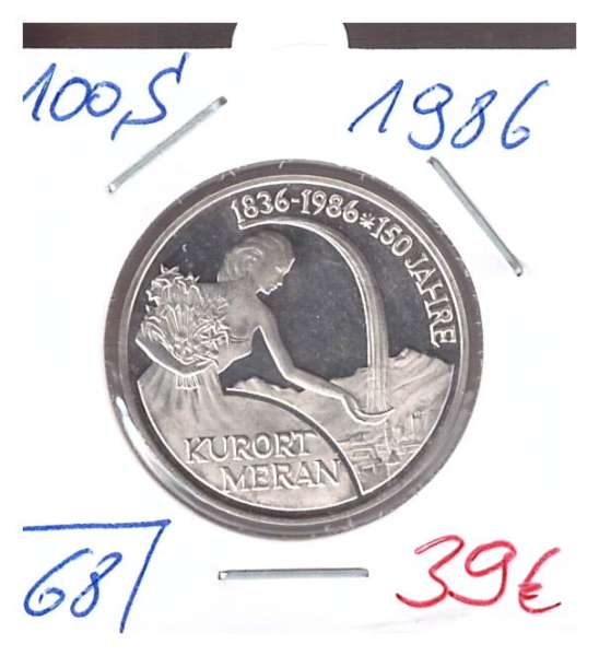 Nr. 068 Kurort Meran1986 Casinos Austria Silber Casino Jeton 100 Schilling