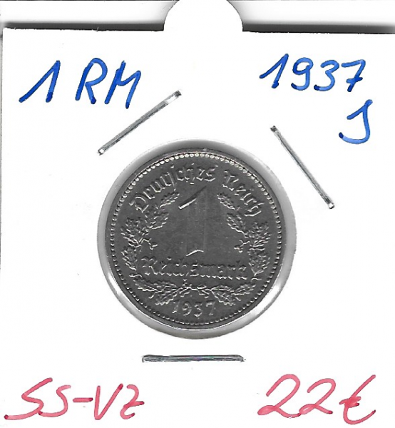 1 RM Reichsmark 1937 J Nickel