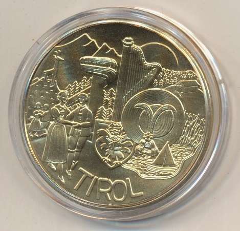 10 Euro Silber 2014 Tirol 24 Karat Vergoldet Ank. Nr.26