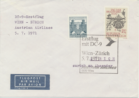 Erstflug DC-9 Wien-Zürich 5.7.1971