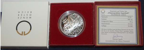 20 Euro 2005 Polarexpedition Tegetthoff PP Silber ANK Nr.7