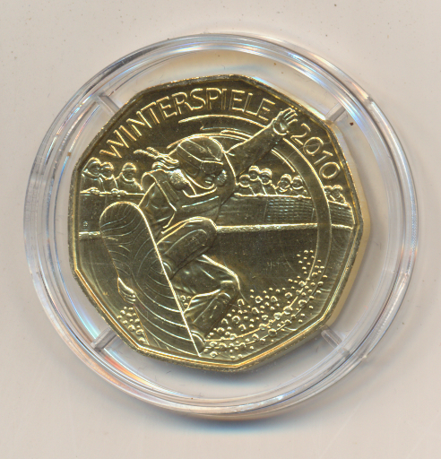 ANK Nr.17 24 Karat vergoldet 2010 Winterspiele Snowboarder 5 Euro Silber