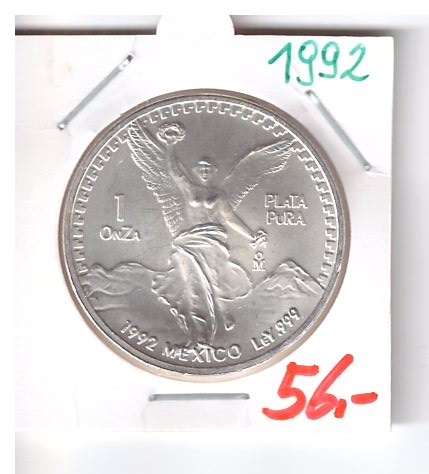 Mexiko 1992 Libertad Silbermünze 1 oz Onza Plata Pura 999