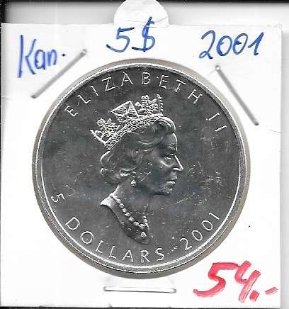 5 DOLLAR 2001 Canada Maple Leaf Silber 1 Unze