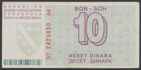 Bosnien Herzogowina- 10 Dinara 1992 - Pick Nr.21 gebraucht
