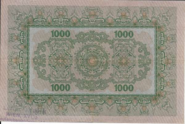 Donaustaat Noten 1000 Kronen mit Lotterieaufdruck 14 Lotterie 1925 ANK197-87.459