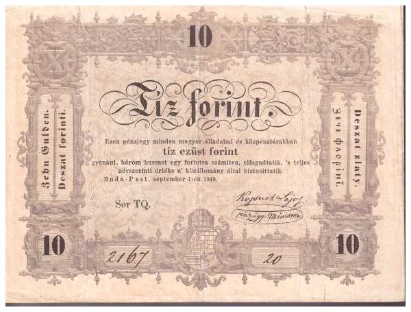 Ungarn / Hungary P.S117 10 Forint 1848 10 Gulden