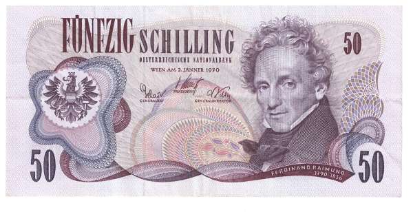 50 Schilling 2.1.1970 Ferdinand Raimund D136566S ANK 283 Burgtheater