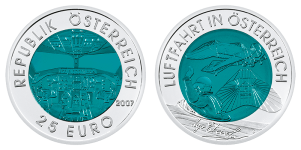 25 Euro 2007 Niob Silber Luftfahrt ANK Nr. 05 Niob 2007