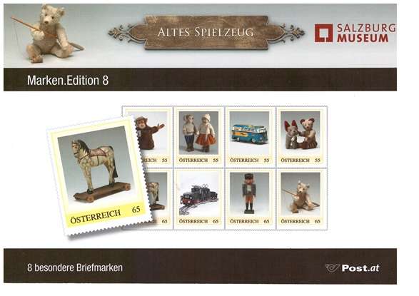 Altes Spielzeug 8 Briefmarken ME 8.08-01.03.2010