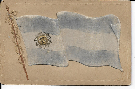 Argentinia Navi Series of coats of arms and flags postcard ca.1910 Prägekarte