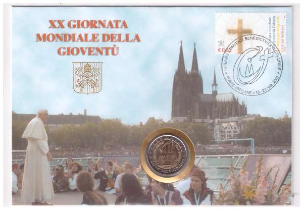2 Euro Numisbrief Vatikan 2005 Weltjugendtag Köln