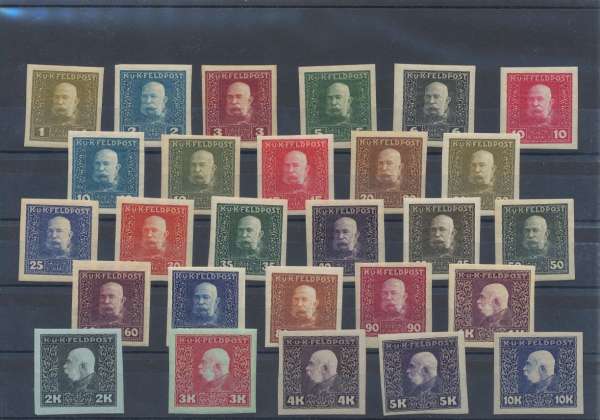 Feldpost Kaiser Franz Joseph 1915 Postfrisch Ank Nr. 22-48 geschnitten
